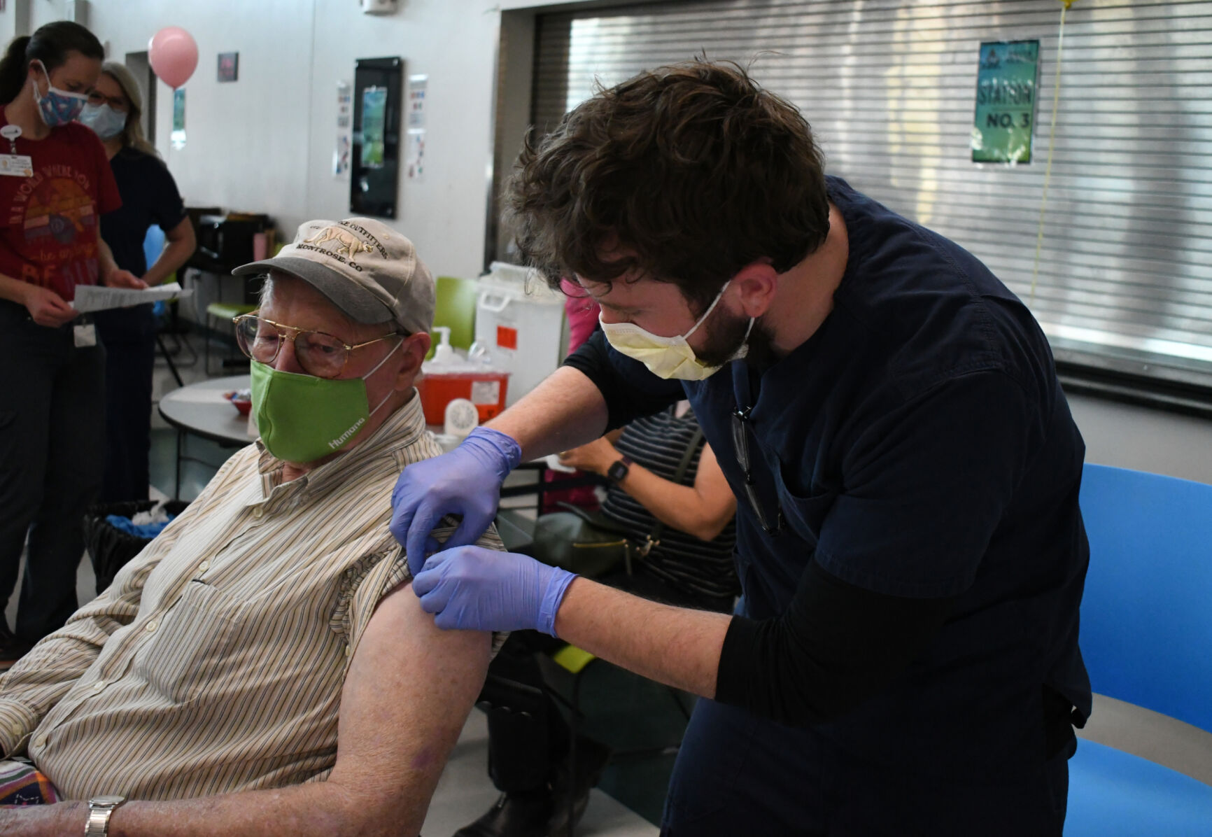 William Ress receives his first COVID-19 vaccine